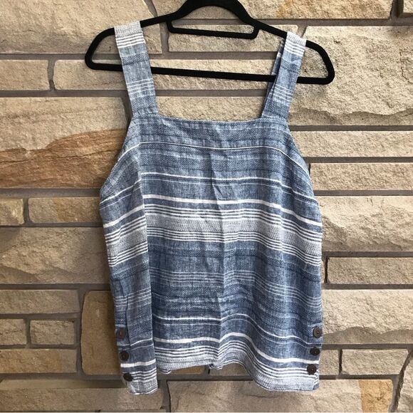 Carve Designs River Tank Top Cotton Linen Blend Blue chambray white xl - Picture 3 of 10